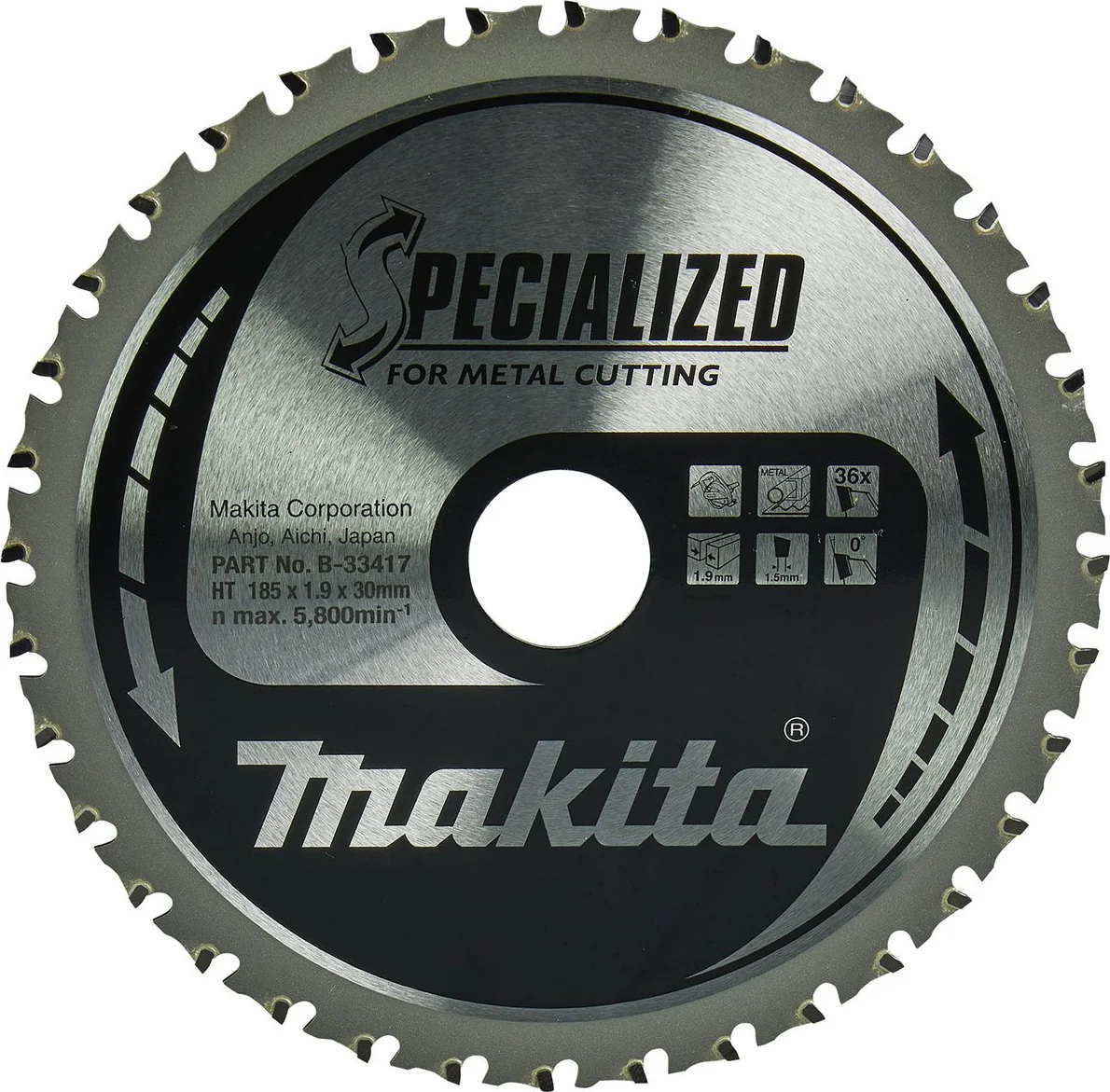 Makita B-33417 Cirkelzaagblad Staal | Specialized | 185 x 30 mm | 36-tands