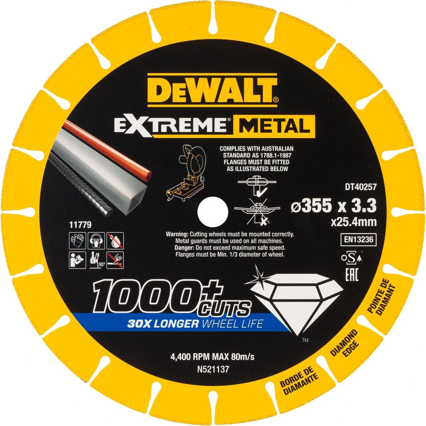DeWALT DT40257 EXTREME™ Metal Diamant Doorslijpschijf 355mm