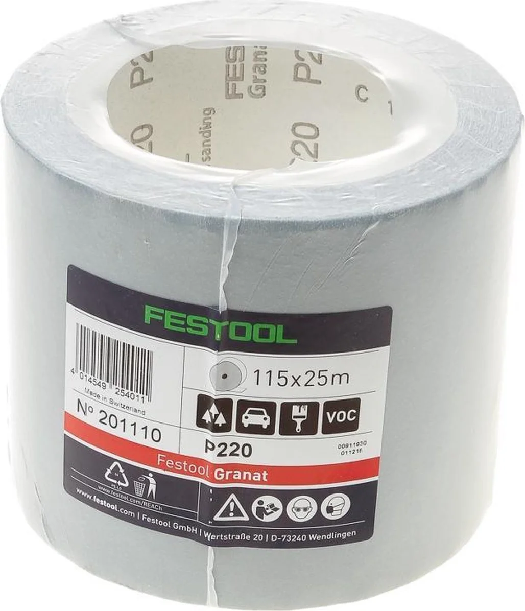 Festool 115x25m P220 GR Handschuurrol Granat - 201110