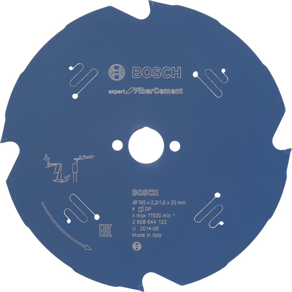 Bosch Professional Cirkelzaagblad EXPERT Fibre Cement | Ø 165 x 2,2 x 20mm 4T - 2608644122
