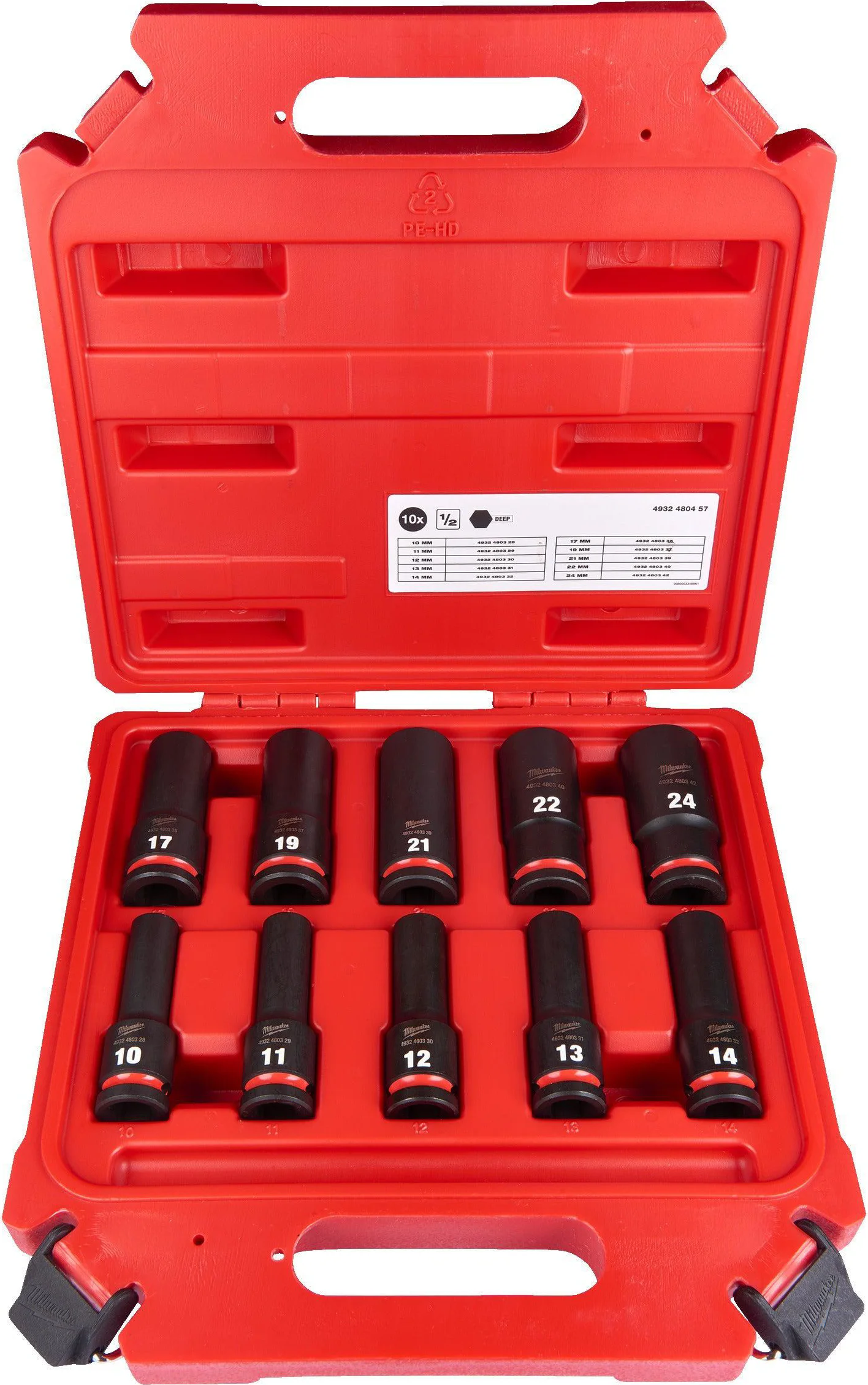 Milwaukee ShockWave™ Krachtdoppenset 1/2" Vierkant | lang | 10-delig - 4932480457
