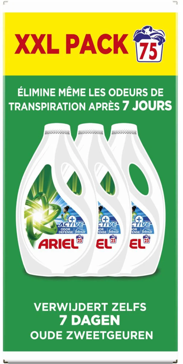 Ariel Vloeibaar Wasmiddel +Actieve Odor Defense 75 Wasbeurten 3,37 liter