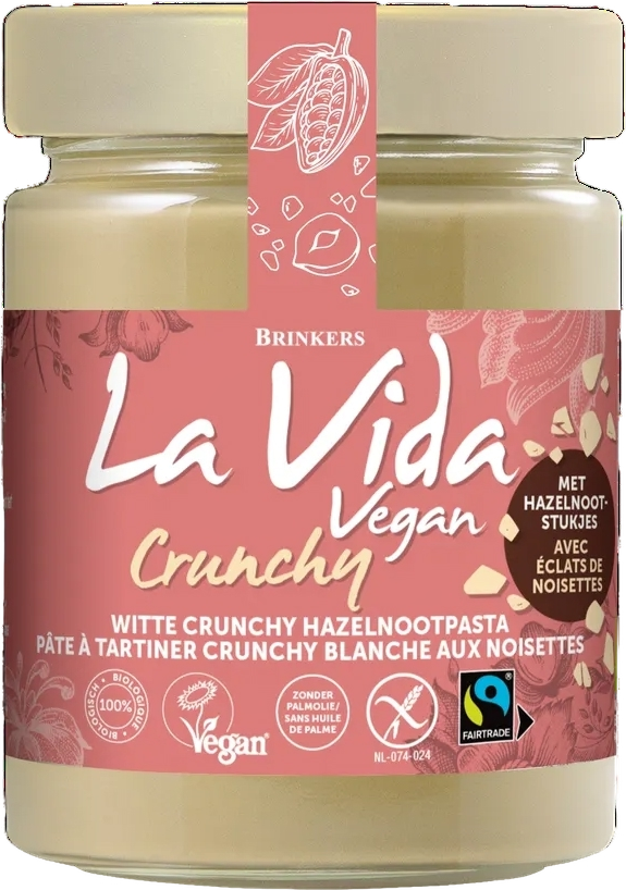 La Vida Vegan Witte Crunchy Hazelnootpasta 270GR