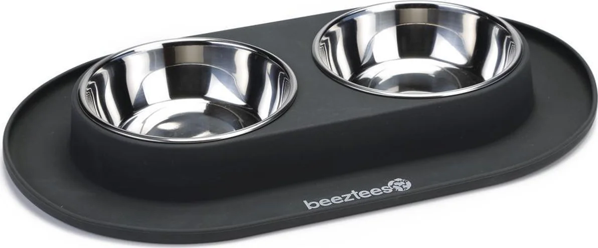 Beeztees - Dinerset Hond - Siliconen - Antraciet - 40x24x4,5 cm
