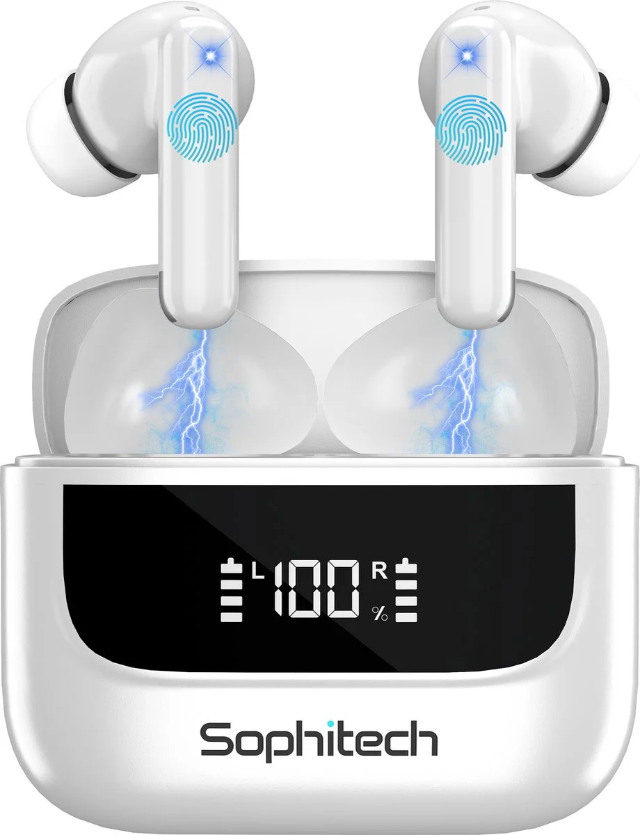SophiBuds Pro - Draadloze Oortjes Bluetooth - Oordopjes Draadloos met ANC & ENC Noise Cancelling - Bluetooth Oordopjes Universeel - Geschikt als Earpods - BT 5.4 - Wit