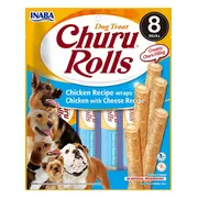 8x Inaba Churu Hondensnacks Rolls Chicken & Cheese Wraps 8 x 20 gr