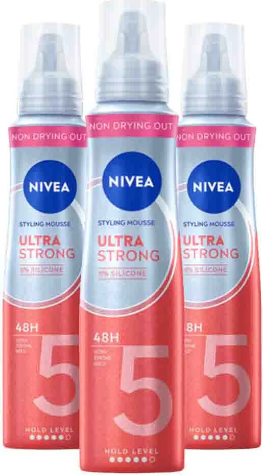 3x NIVEA Styling Mousse Hold 5 Ultra Strong 150 ml
