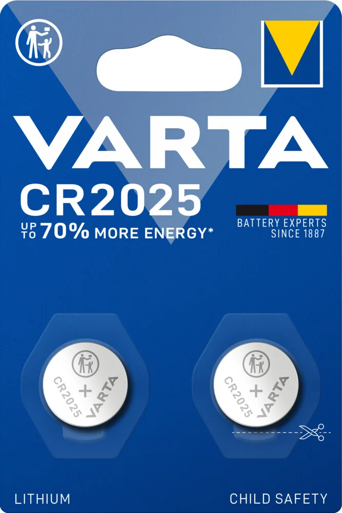 2x Varta LITHIUM Coin Batterijen CR2025 Blister 2 stuks
