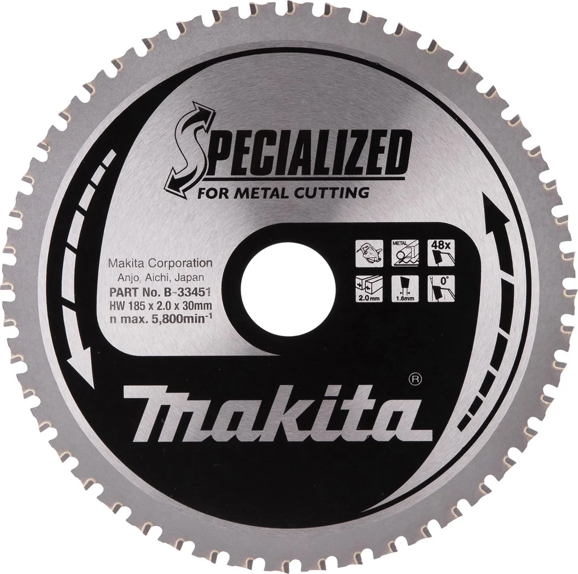 Makita B-33451 Cirkelzaagblad Staal | Specialized | 185 x 30 mm | 48-tands