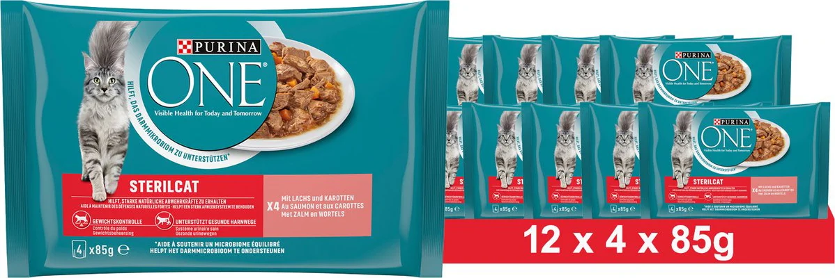 12x Purina ONE Kattenvoer Nat Sterilcat Adult Zalm 4 x 85 gr