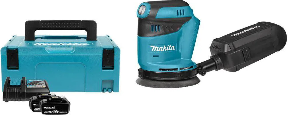 Makita DBO180RTJ Accu Excenter Schuurmachine 18V 5.0Ah in Mbox