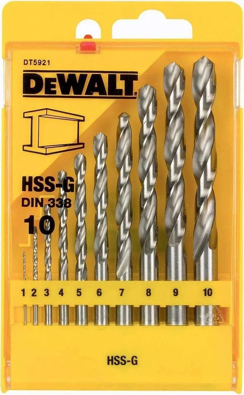 DeWALT DT5921 10-delige Metaalboor 1-10mm HSS-G in Cassette