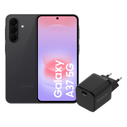 Samsung Galaxy A37 128GB Zwart 5G + BlueBuilt Oplader met Usb C Poort 45W Zwart