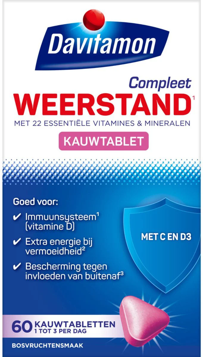 4x Davitamon Compleet Weerstand Bosvruchten 60 kauwtabletten