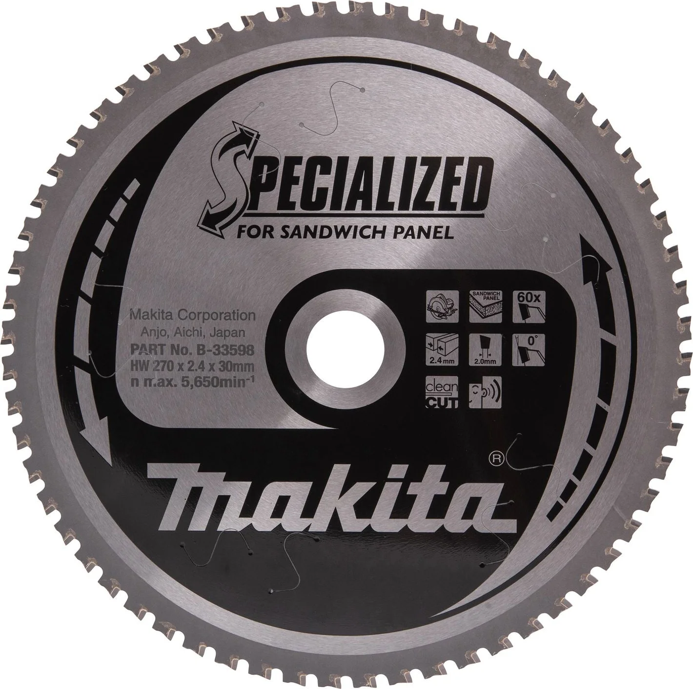 Makita Cirkelzaagblad voor Sandwichpaneel | Specialized | Ø 270mm Asgat 30mm 60T - B-33598