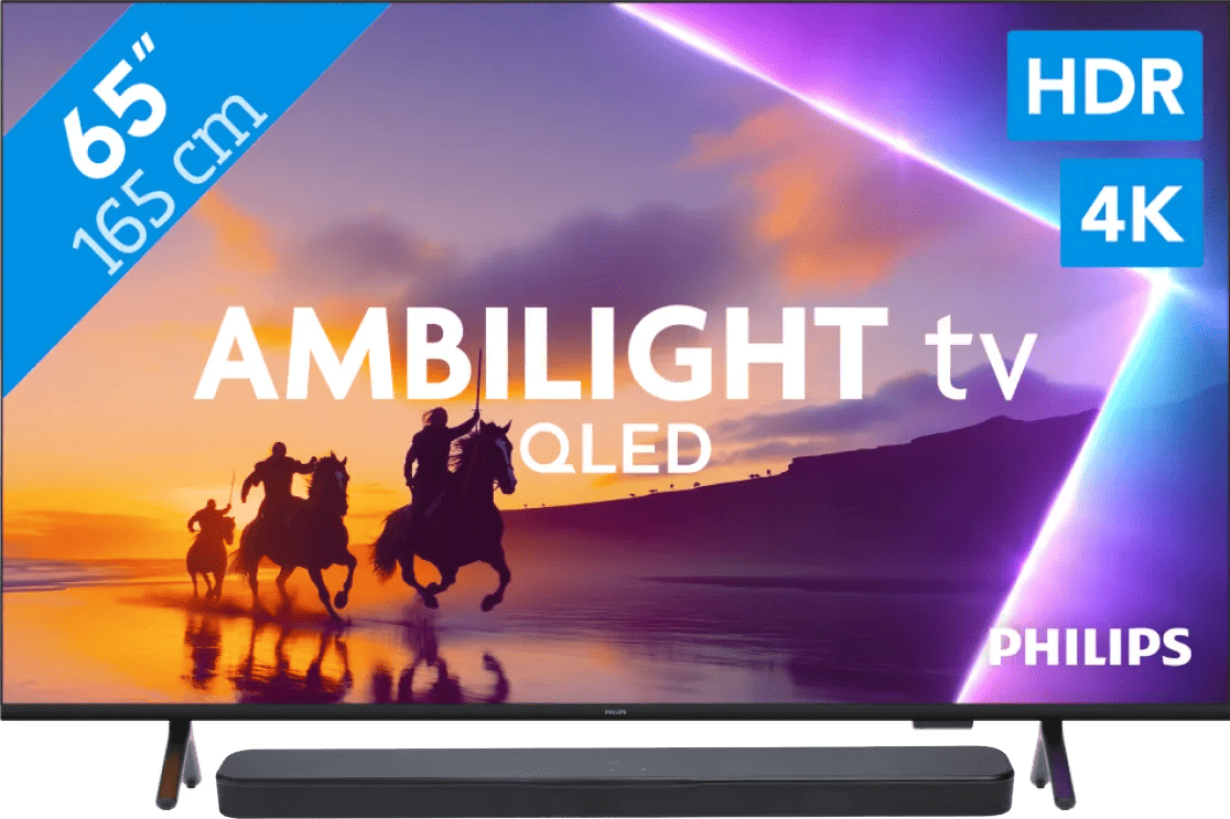 Philips Ambilight 65" PUS8500 QLED 4K (2025) + JBL Bar 300 MK2 Zwart
