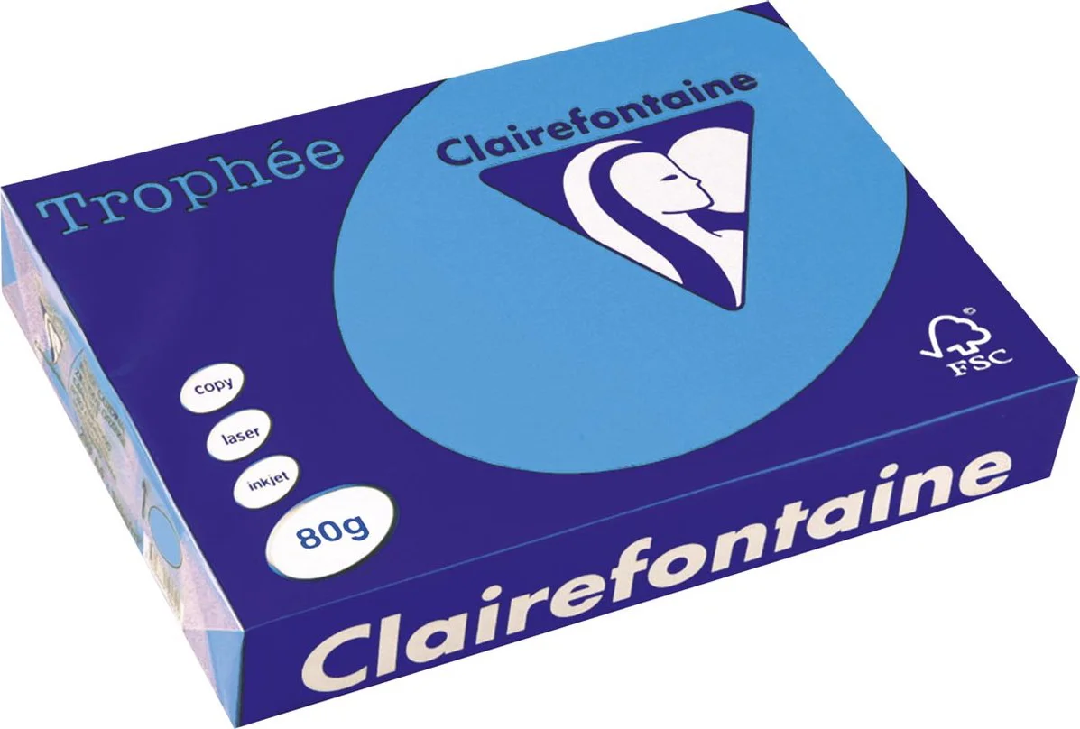 Clairefontaine Trophée Intens, gekleurd papier, A4, 80 g, 500 vel, koningsblauw