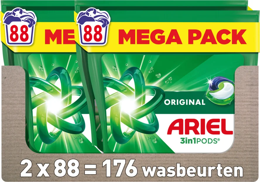 2x Ariel 3in1 Wasmiddel Pods Original 88 stuks