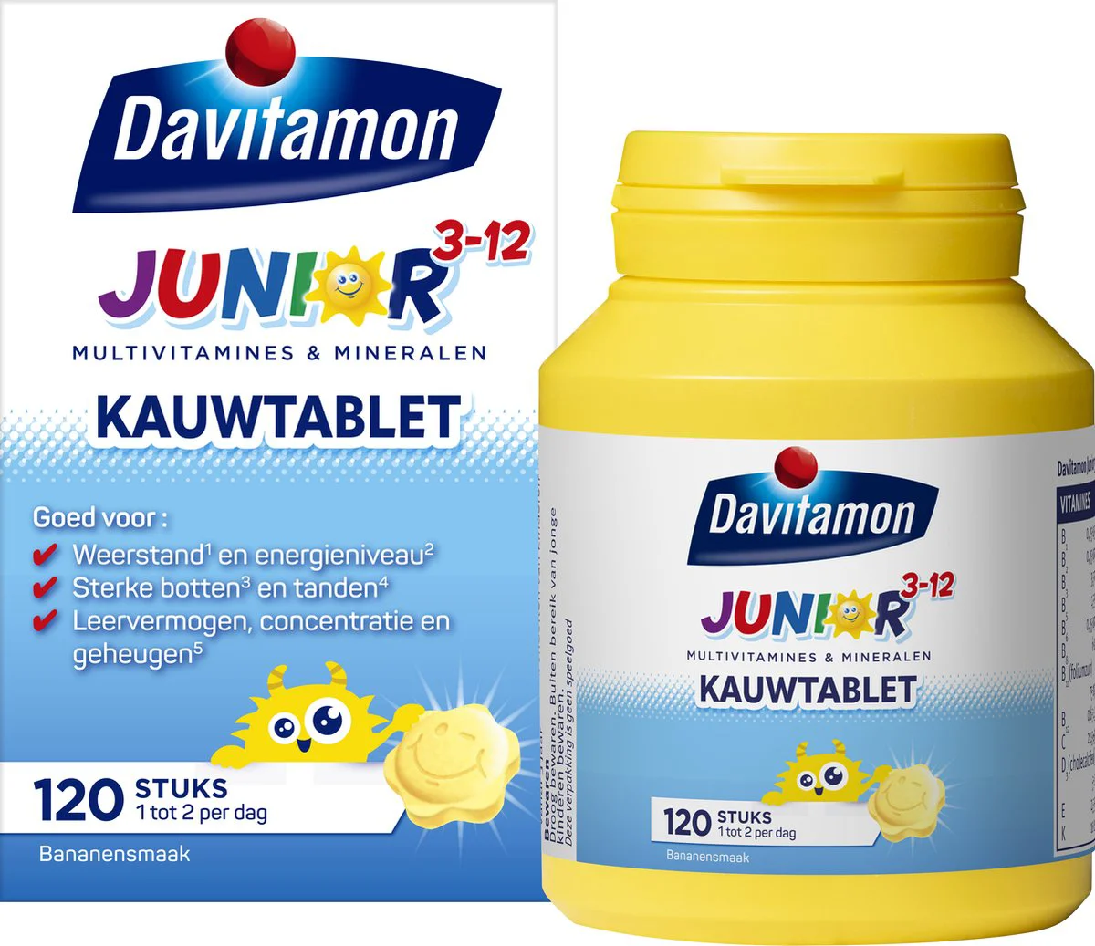 Davitamon Junior 3+ Kauwvitamines Banaan 120 kauwtabletten