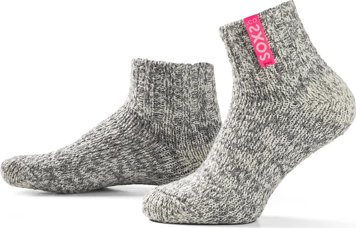 SOXS® | SOX3103 | Wollen sokken | Grijs | Enkelhoogte | Maat 37-41 | Bubble gum label