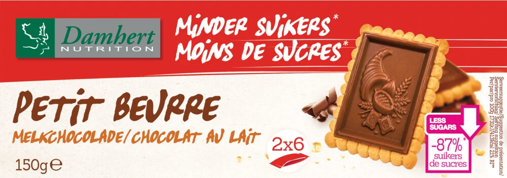 Damhert minder suikers Petit Beurre melkchocolade 125GR