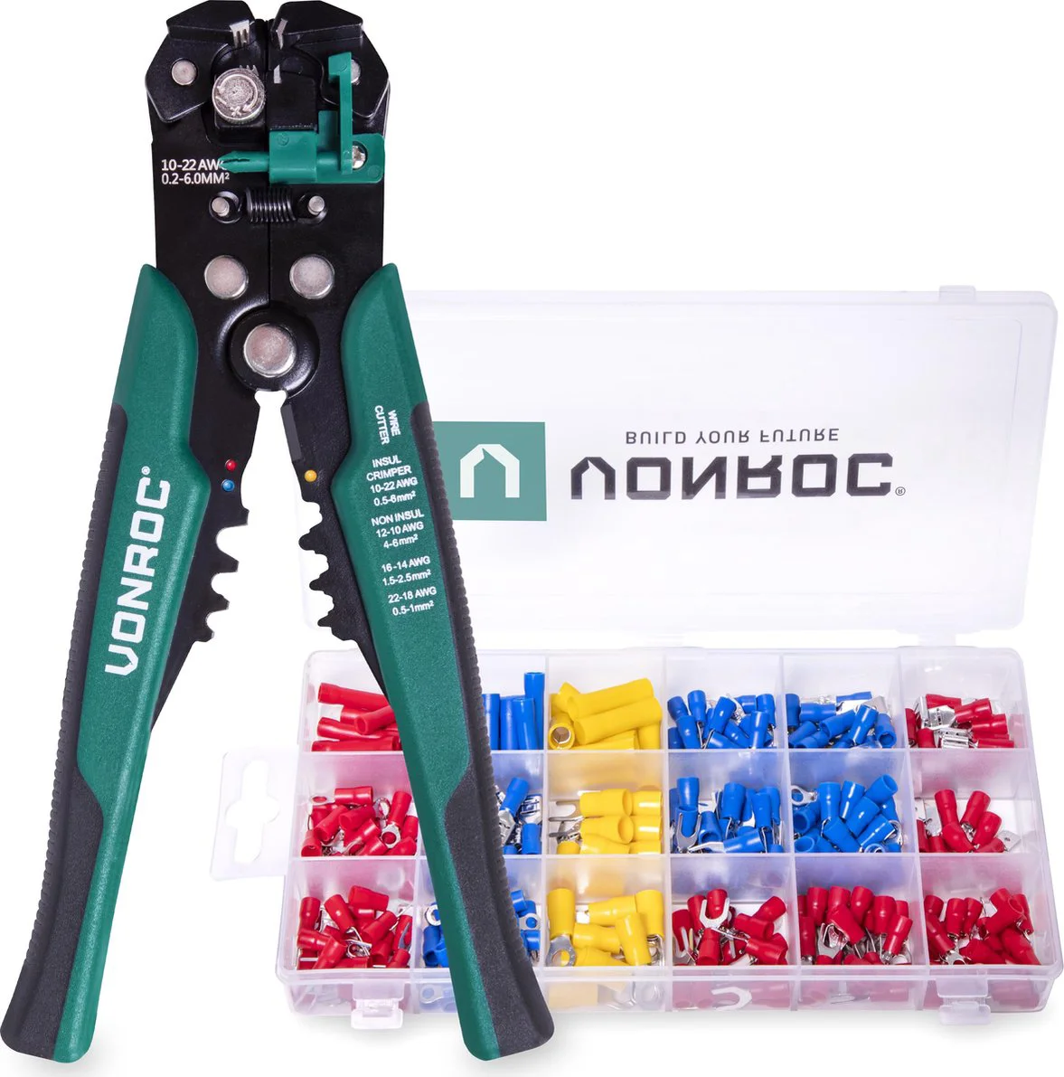 VONROC Professionele automatische striptang - krimp- en isoleertang  - Met 270-delig accessoireset