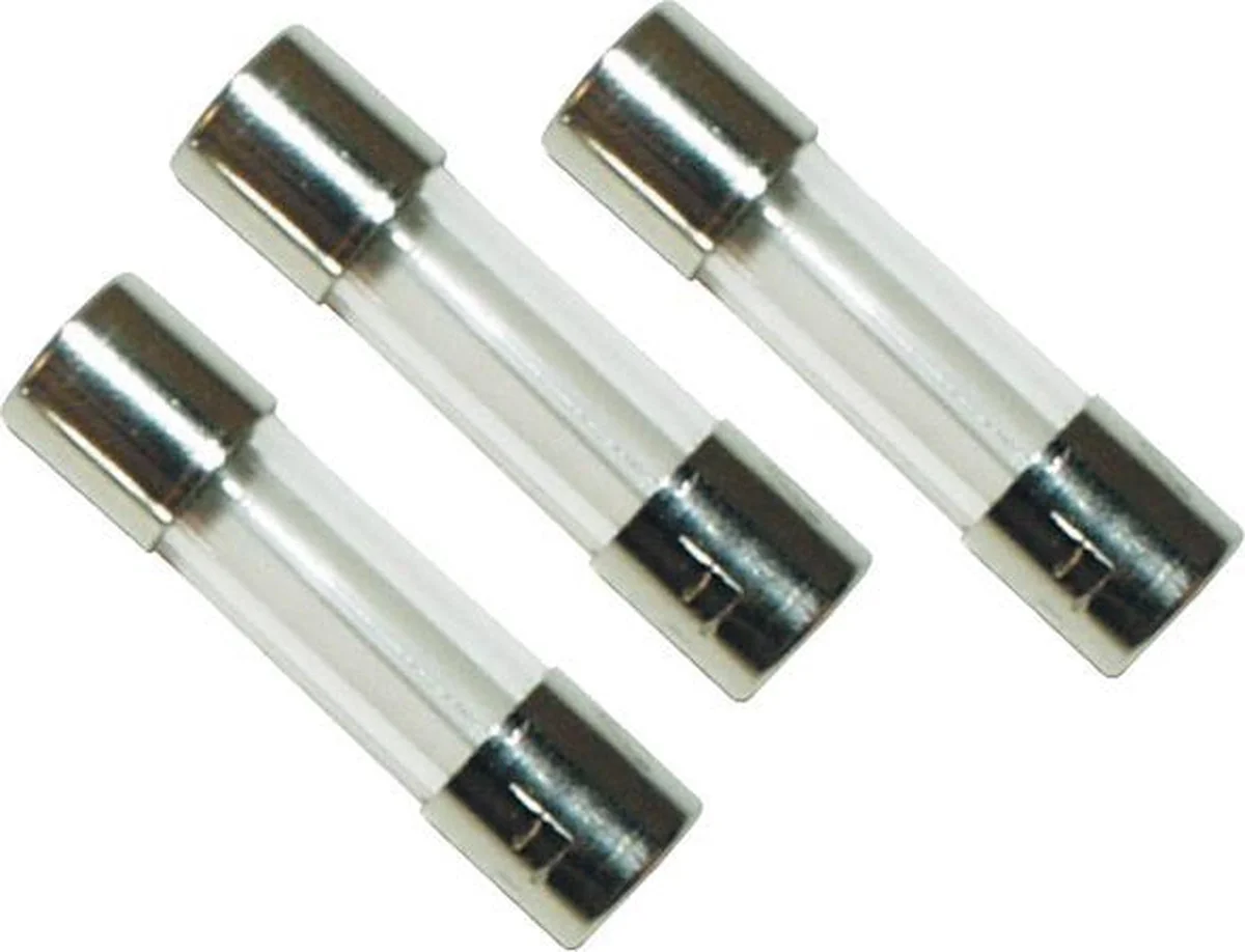 Elektrofix glaszekering 1,6 ampere - 5 x 20 mm - tbv dimmer - 3 stuks