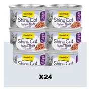 24x GimCat Kattenvoer Nat ShinyCat Filets in Bouillon Tonijn & Zalm 70 gr