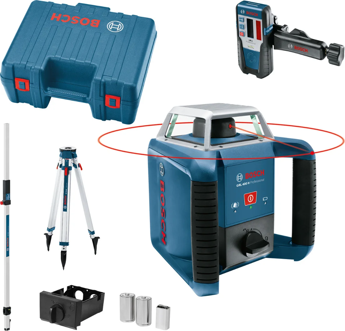 Bosch Professional GRL 400 H Rotatielaser rood + BT 170 HD statief + GR 240 meetlat + LR 1 laserontvanger in koffer - 061599403U