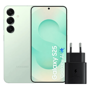 Samsung Galaxy S25 128GB Mint 5G + Samsung Oplader 25 Watt Zwart