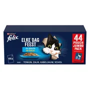 Felix Kattenvoer Pouch in Gelei Multipack Elke Dag Feest Vis Selection 44 x 85 gr