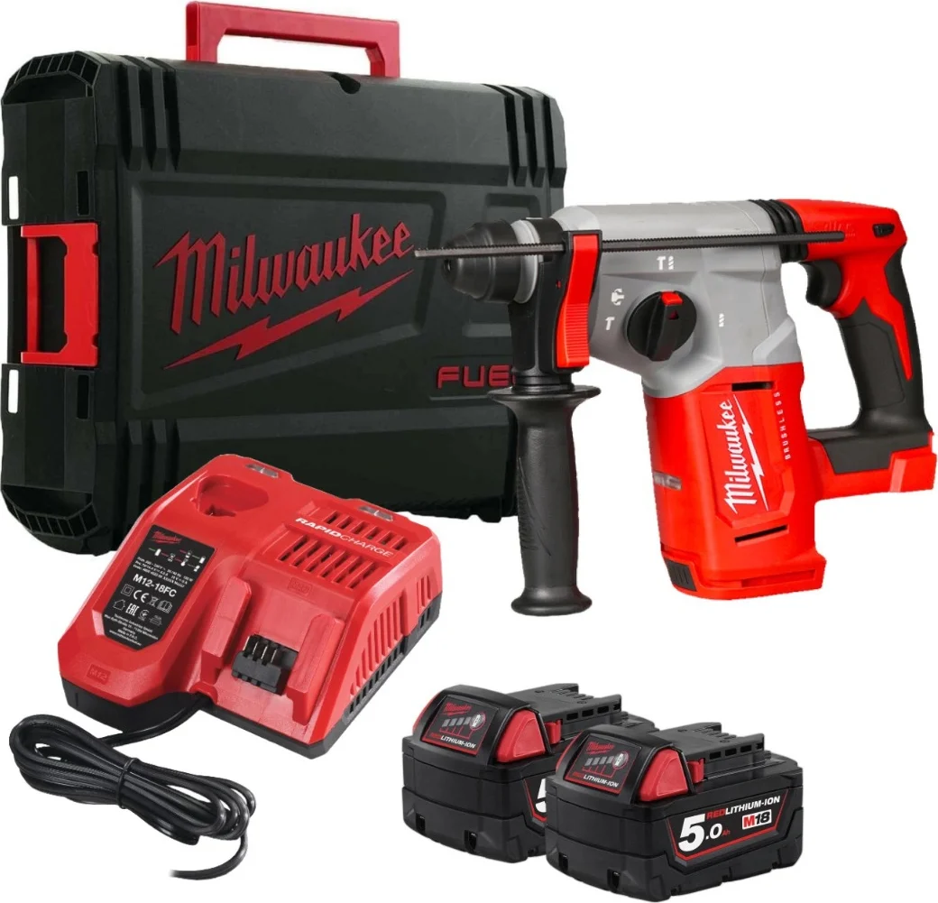 Milwaukee M18 BLH-502X Accu combihamer SDS-Plus 2,3J 18V 5.0Ah in HD-Box - 4933478894