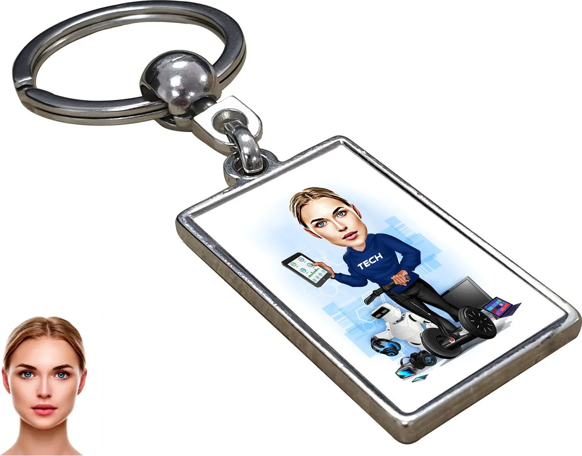 Moeder Karikatuur - Karikatuur Sleutelhanger met Jouw Foto - Sleutelhanger - Cadeau - Verjaardag - Kerst - Kado - Valentijn - Moederdag - Moederdag cadeautje - Moederdag cadeau voor mama - Gepersonaliseerd Cadeau