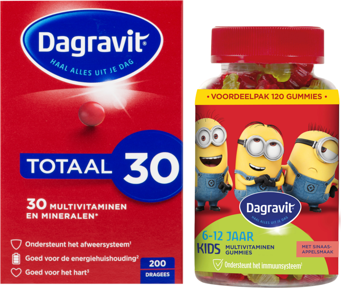 Dagravit Family Pack Totaal 30 + Kids Multivitaminen Gummies 2 Stuks