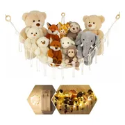 Knuffel Hangmat MET verlichting incl. montagetools | Opbergnet Knuffels | Opbergzak Hangen / Hangend | Plush Net | Opberger / Opbergsysteem voor knuffel | Toy Hammock