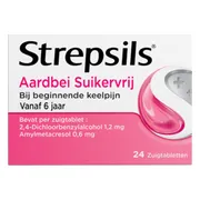 Strepsils Aardbei Suikervrij Zuigtabletten 24TB