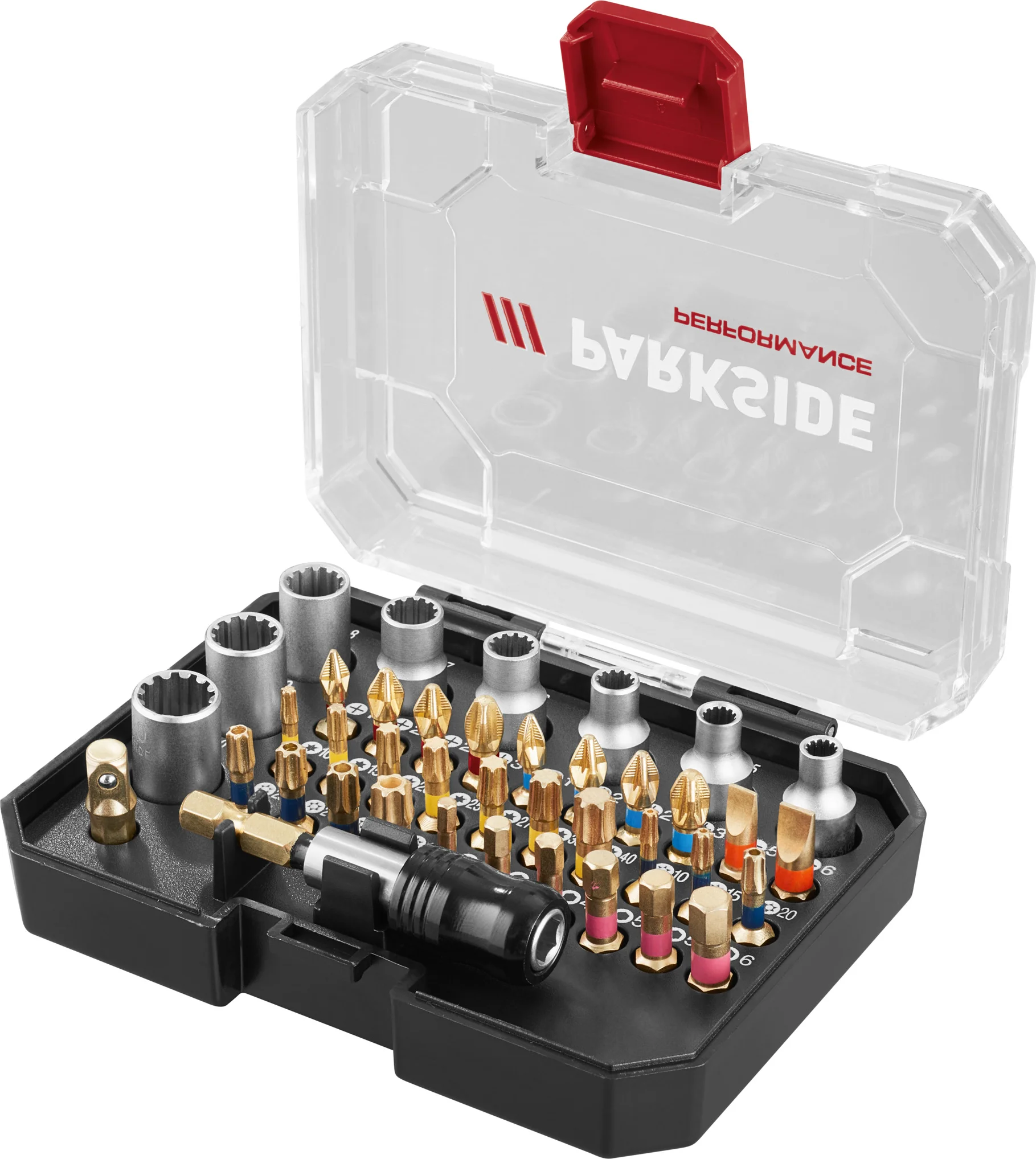PARKSIDE PERFORMANCE Bitset of bit- en dopsleutelset (Torsiebits/doppen, 40 stuks)