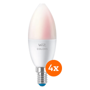 WiZ Smart Kaarslamp 4-pack - Gekleurd en Wit Licht - E14