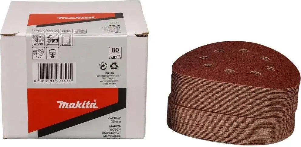Makita P-43642 Schuurschijf 125mm K80 Red Velcro