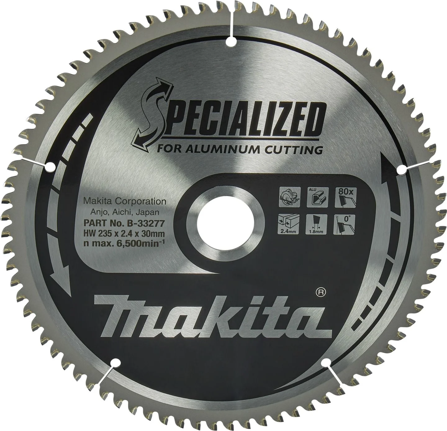Makita Cirkelzaagblad voor Aluminium | Specialized | Ø 235mm Asgat 30mm 80T - B-33277