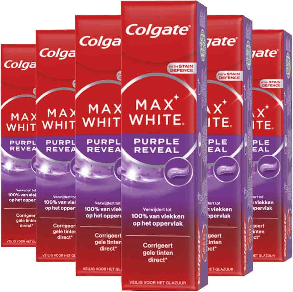 6x Colgate Tandpasta Max White Purple Reveal 75 ml
