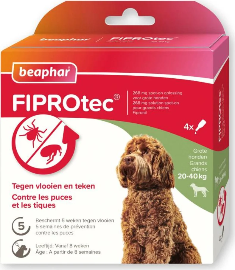 Beaphar Fiprotec Anti Teken- en Vlooiendruppels Hond 20 - 40 kg 4 stuks