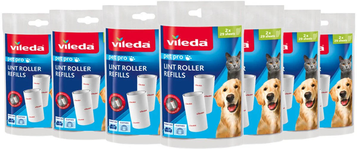 6x Vileda PetPro Kleefborstel Vervanging 2 x 29 bladen 2 navullingen