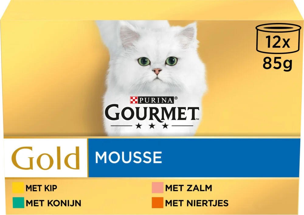 Gourmet Gold Kattenvoer Nat Fijne Mousse Multipack Blauw 12 x 85 gr