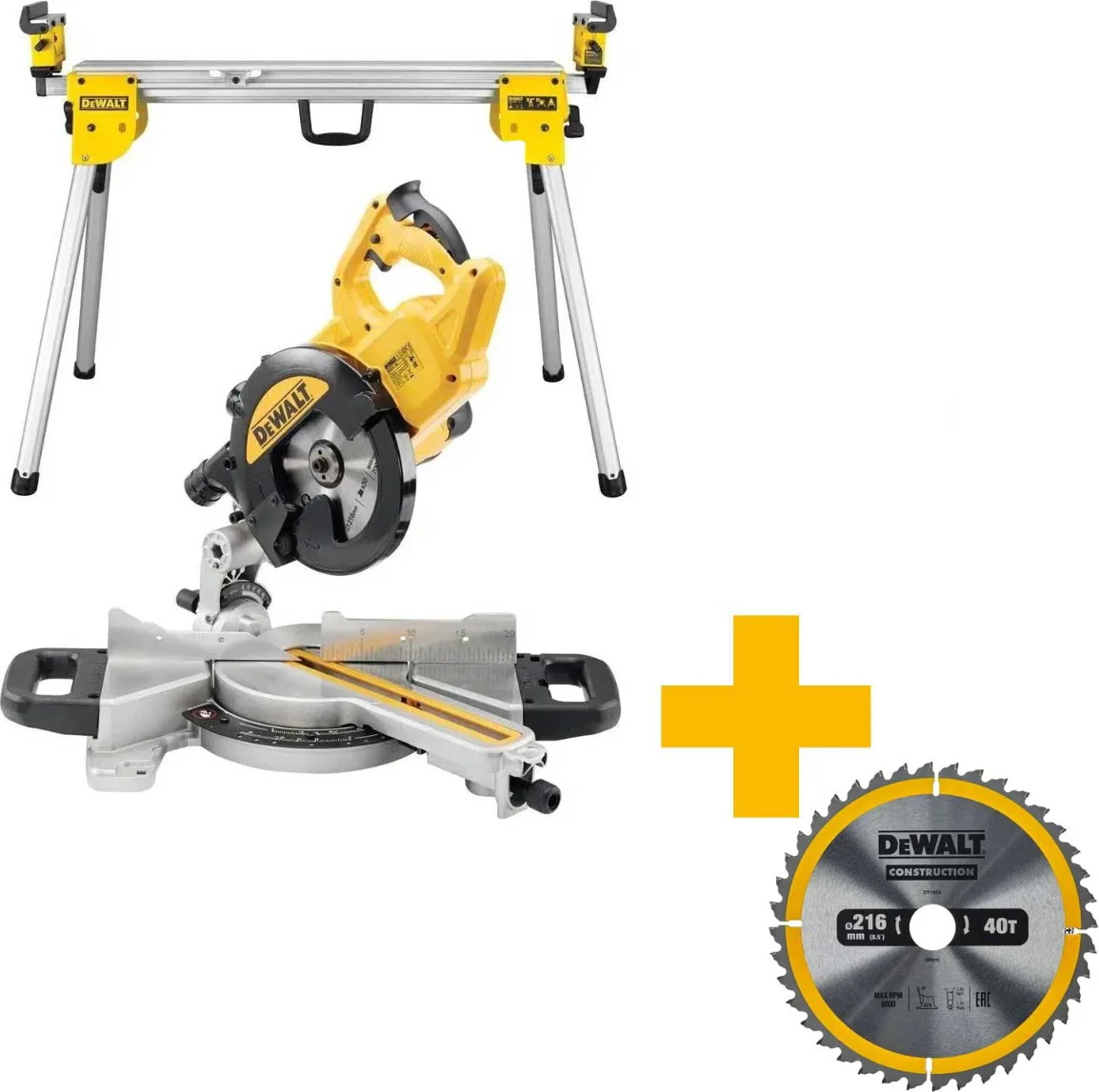 DeWALT DWS773SET Afkort-/Verstekzaag 216mm 1300W + DE7033 Onderstel