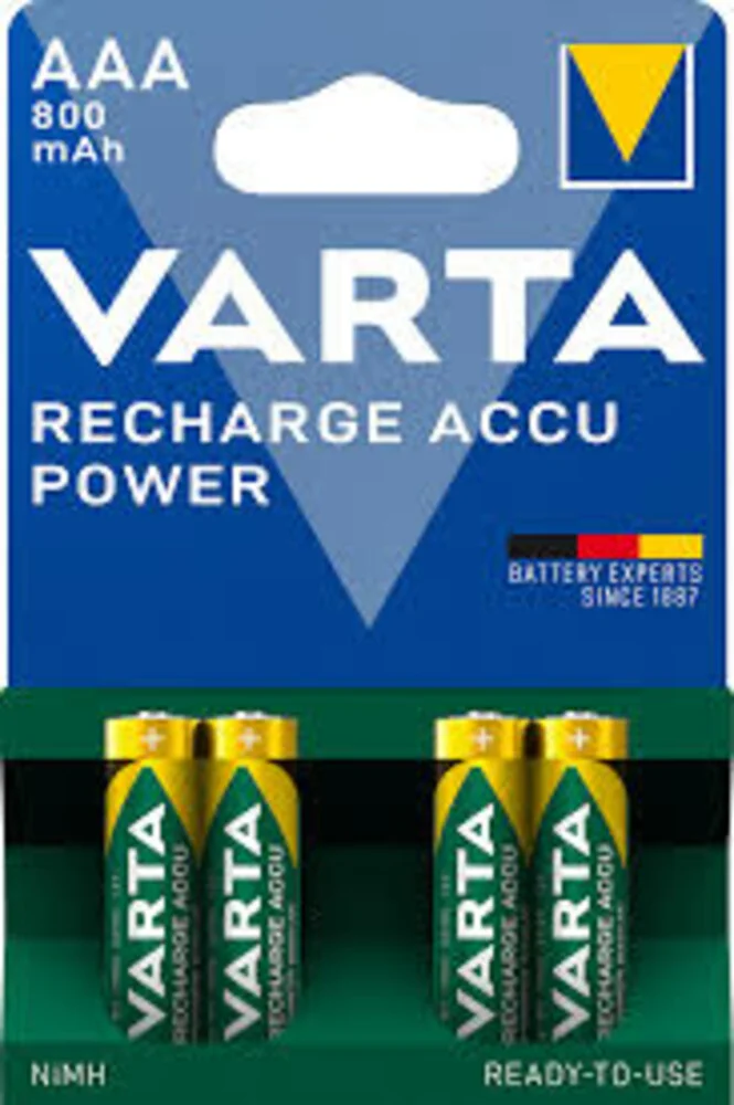 50x Varta Recharge Accu Power Oplaadbare Batterijen AAA 800mAh 4 stuks