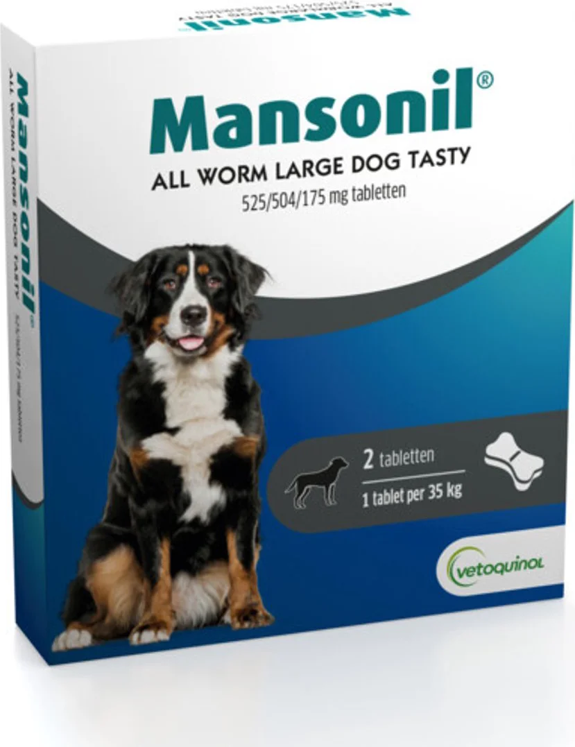 Mansonil All Worm Large Dog Tasty Bone Hond 2 stuks