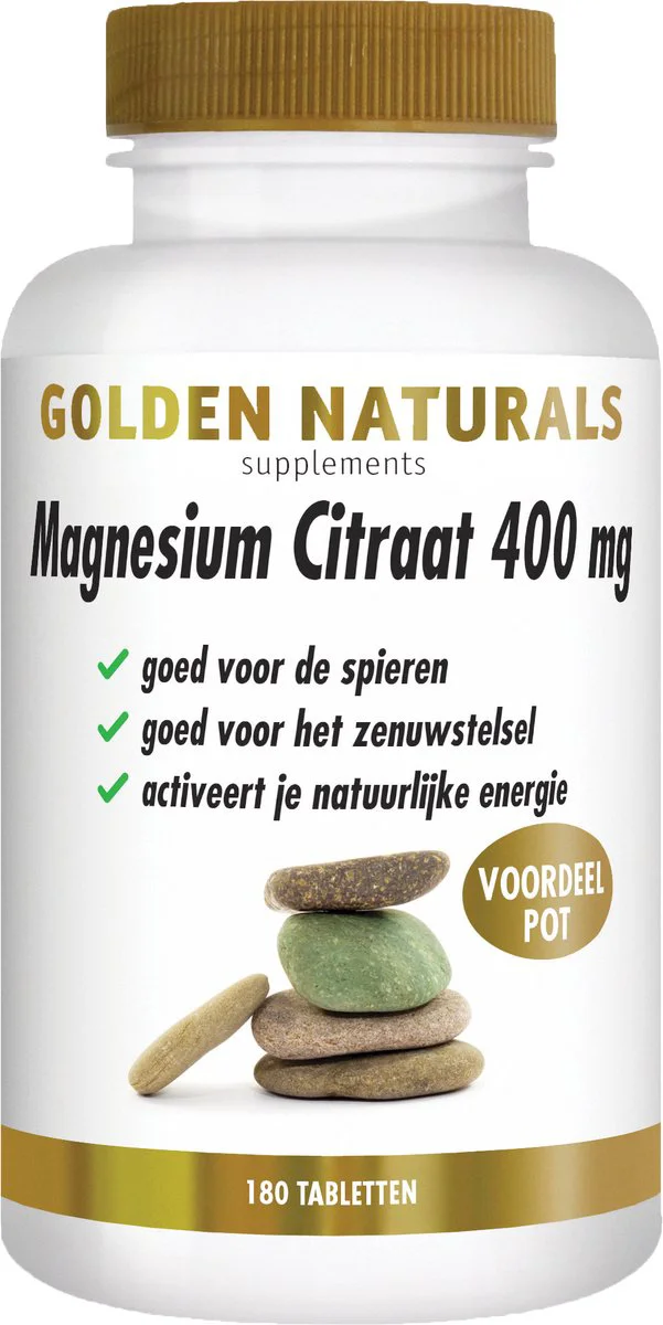 Golden Naturals Magnesium Citraat 400mg Vegan 180 tabletten