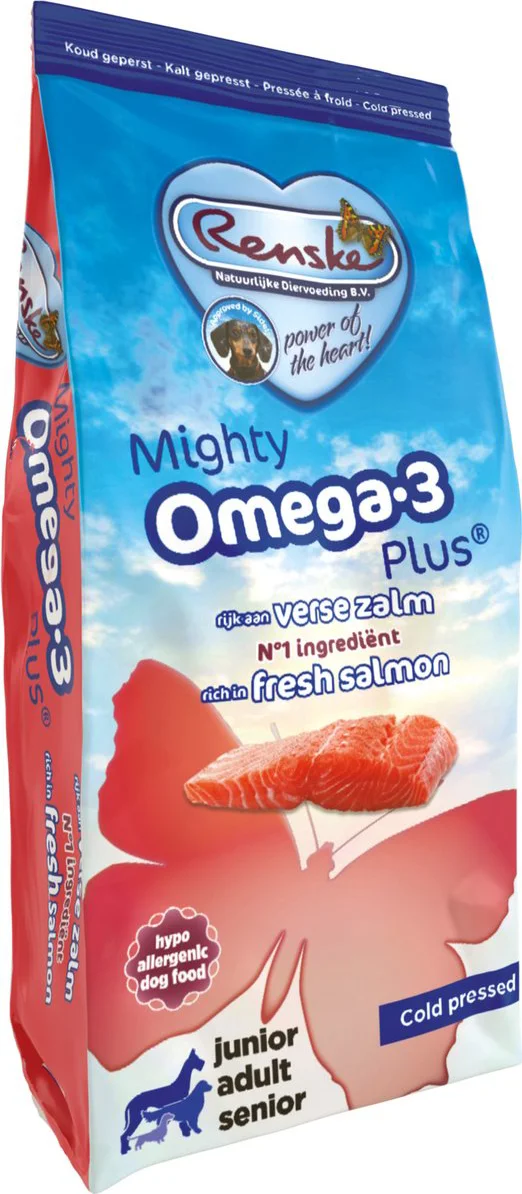 Renske Mighty Omega-3 Plus Geperst Hondenvoer Zalm 12 kg