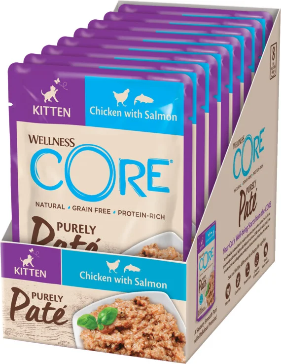 8x Wellness Core Purely Pate Kitten Chicken & Salmon 85 gr